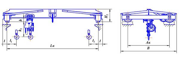 Кран ручной опорный однобалочный КРО, двухбалочный КРОД