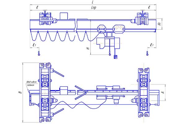 Кран мостовой КЭП, электрический однобалочный подвесной
